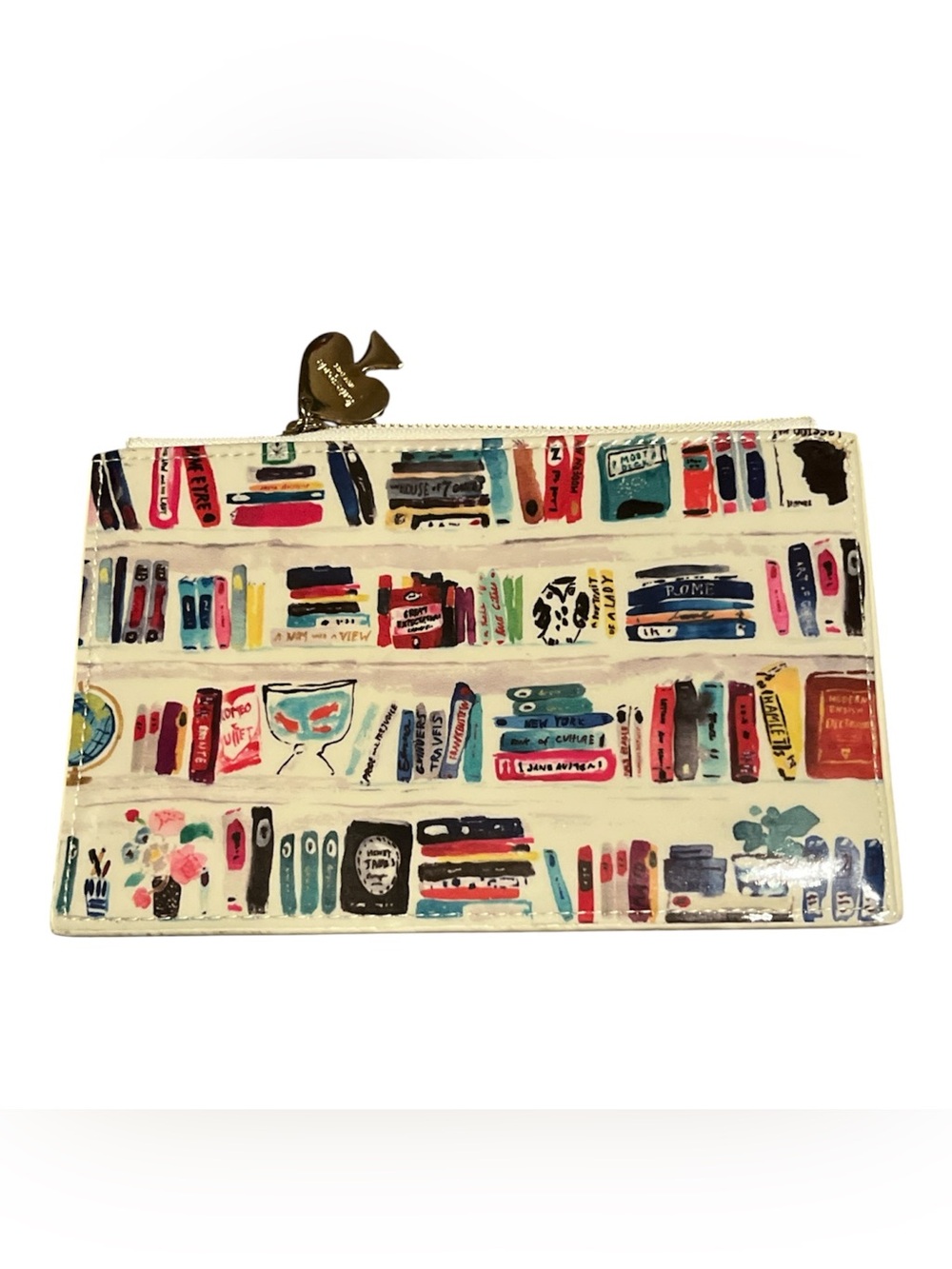 kate spade Multicolor Patent Leather Zip Pouch with Gold Spade Charm